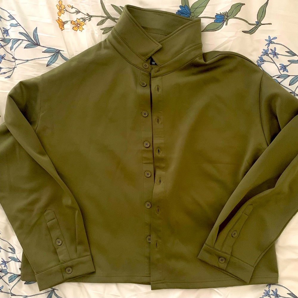 Stylish Olive Scuba Long Sleeve Men’s Shirt